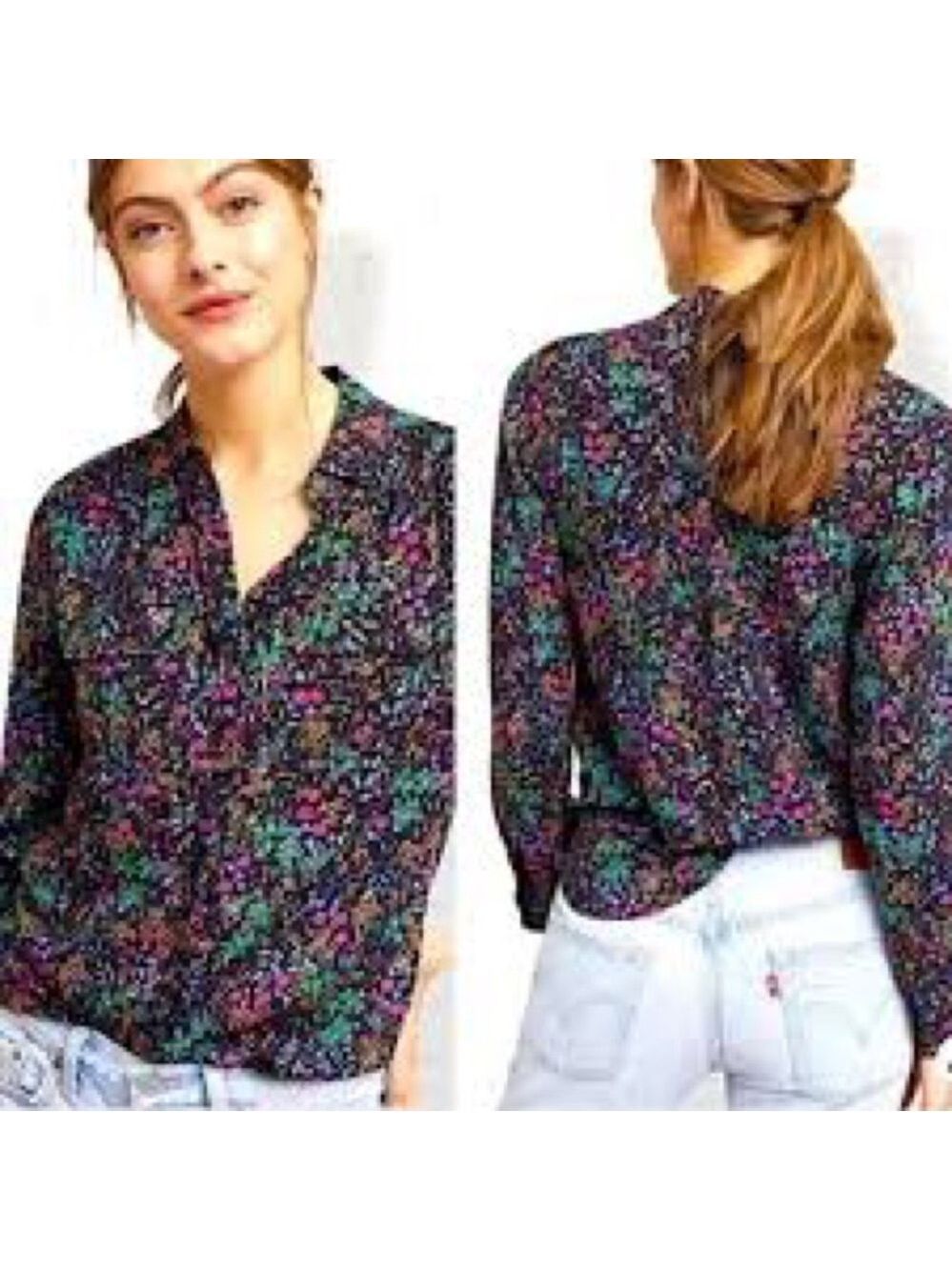 Anthropologie Maeve Floral Long Sleeve Button Down Blouse 6 - Picture 1 of 8